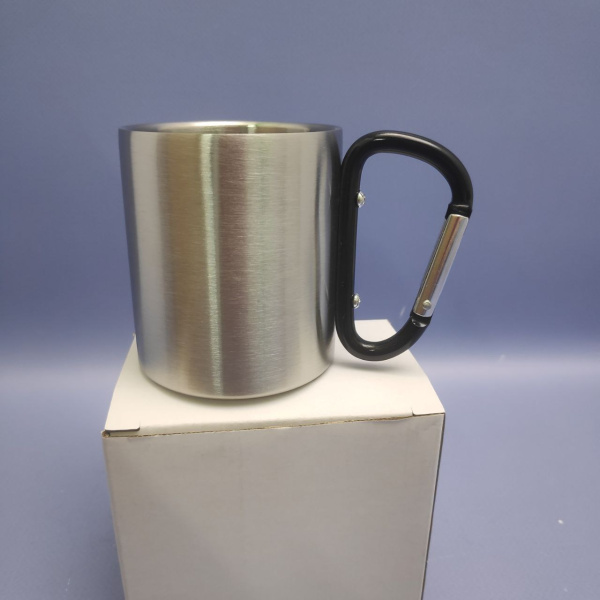 Металлический кружка Gayart с ручкой-карабином походная, 230 мл.